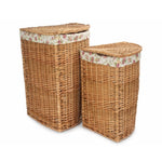 Garden Rose Cotton Lined Light Steamed Corner Laundry Baskets | Set of 2 | Pink