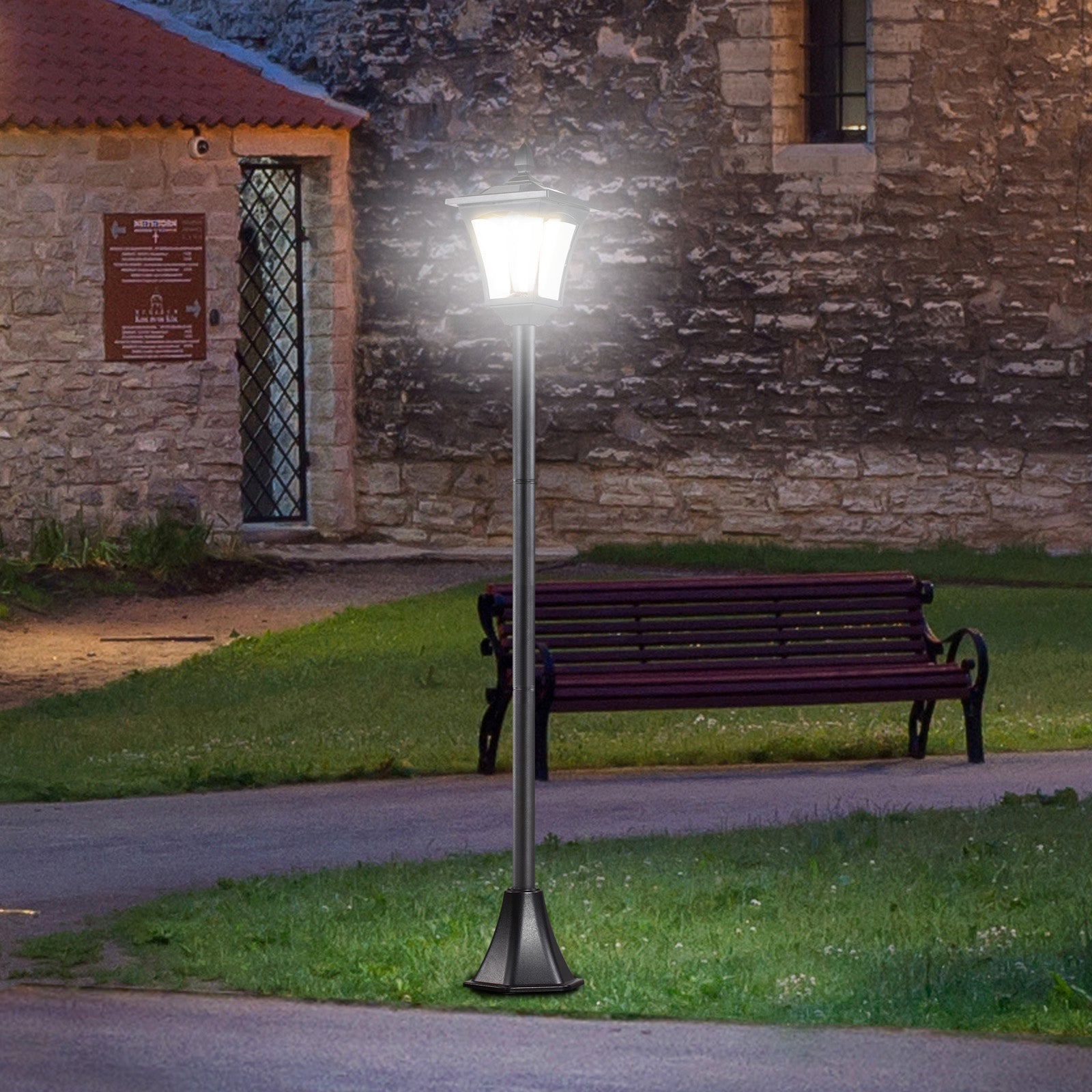 Outdoor 1.6m Garden Solar Light Post Lamp Ip44 Energy