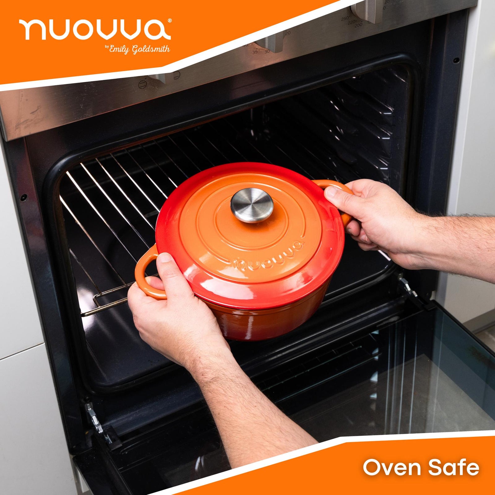 Cast Iron Dutch Oven Casserole Pot With Lid - 22cm (2.9l) | Orange
