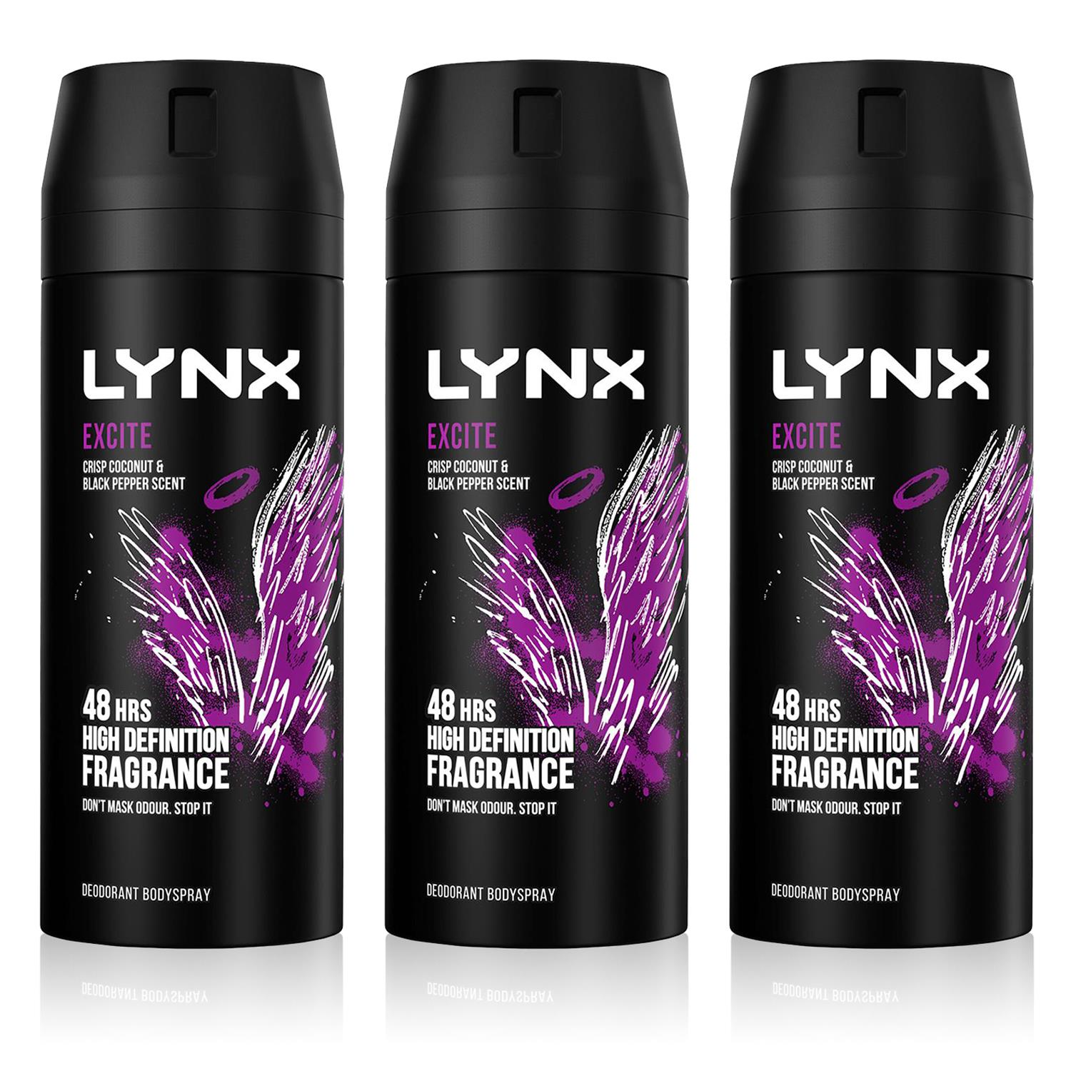 Body Spray Excite 48-h High Definition Fragrance Deo For Men, 3x 150ml