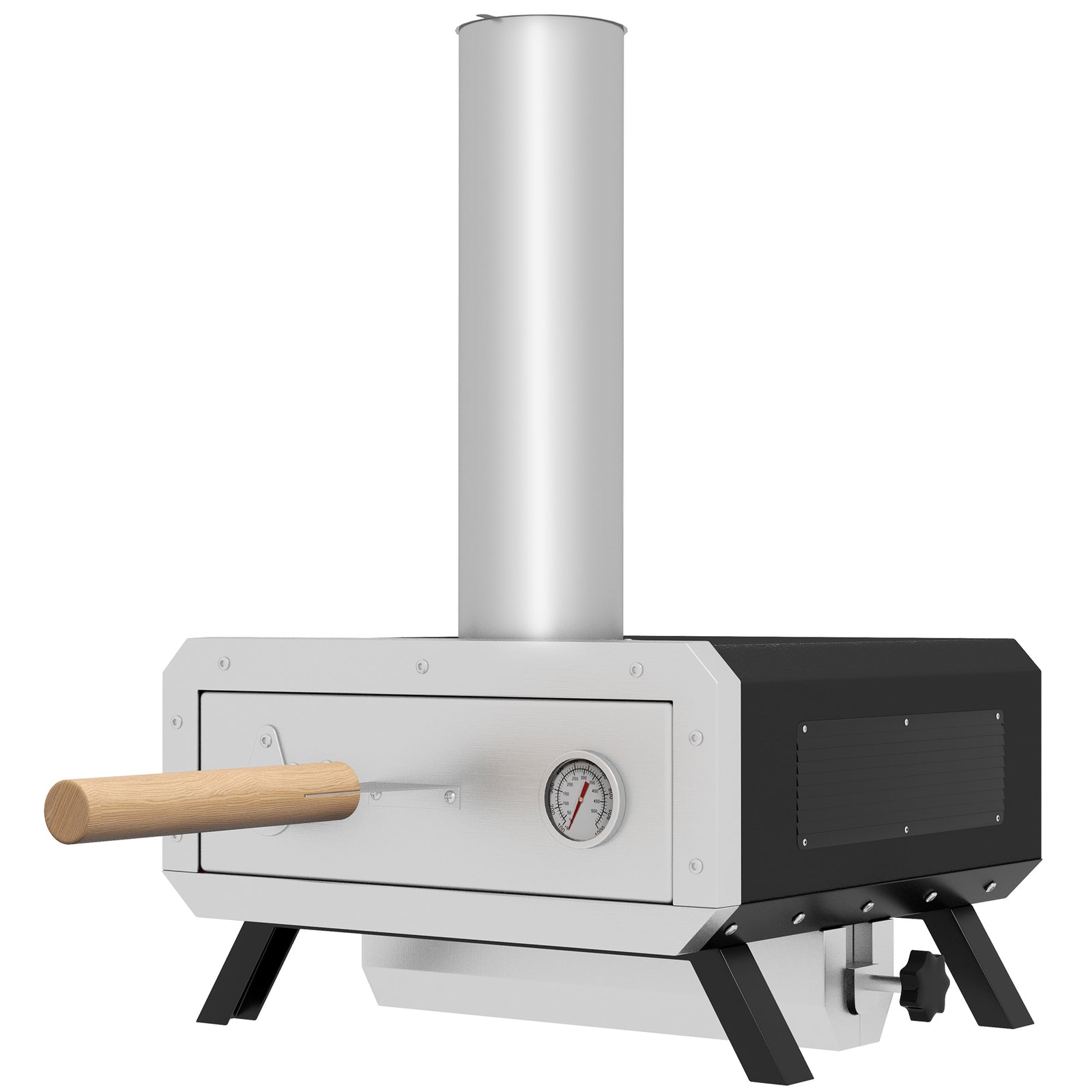 Portable Wood Pizza Oven, 12", Thermometer | Black