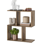 Side Table, Narrow End Table With Storage Shelves | Oak