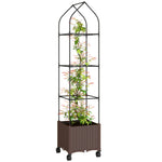 Outsunny Raised Garden Bed Tomato Cage With Trellis, Drainage Holes, Brown