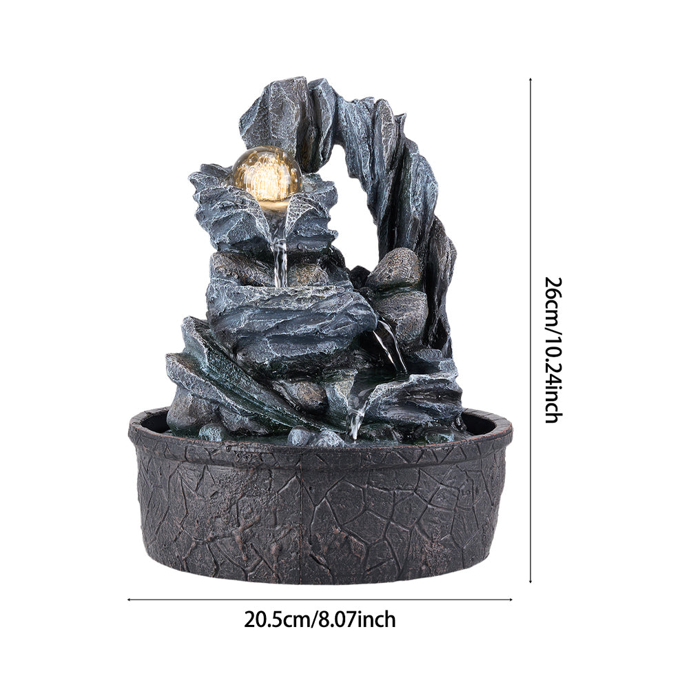 Tabletop Waterfall Fountain With Led Lighting For Meditation Decor