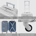 55x35x25cm Lightweight Suitcase - Cabin Carry On - Hard Shell - 4 Wheels Overhead Luggage | Cabin | Silver