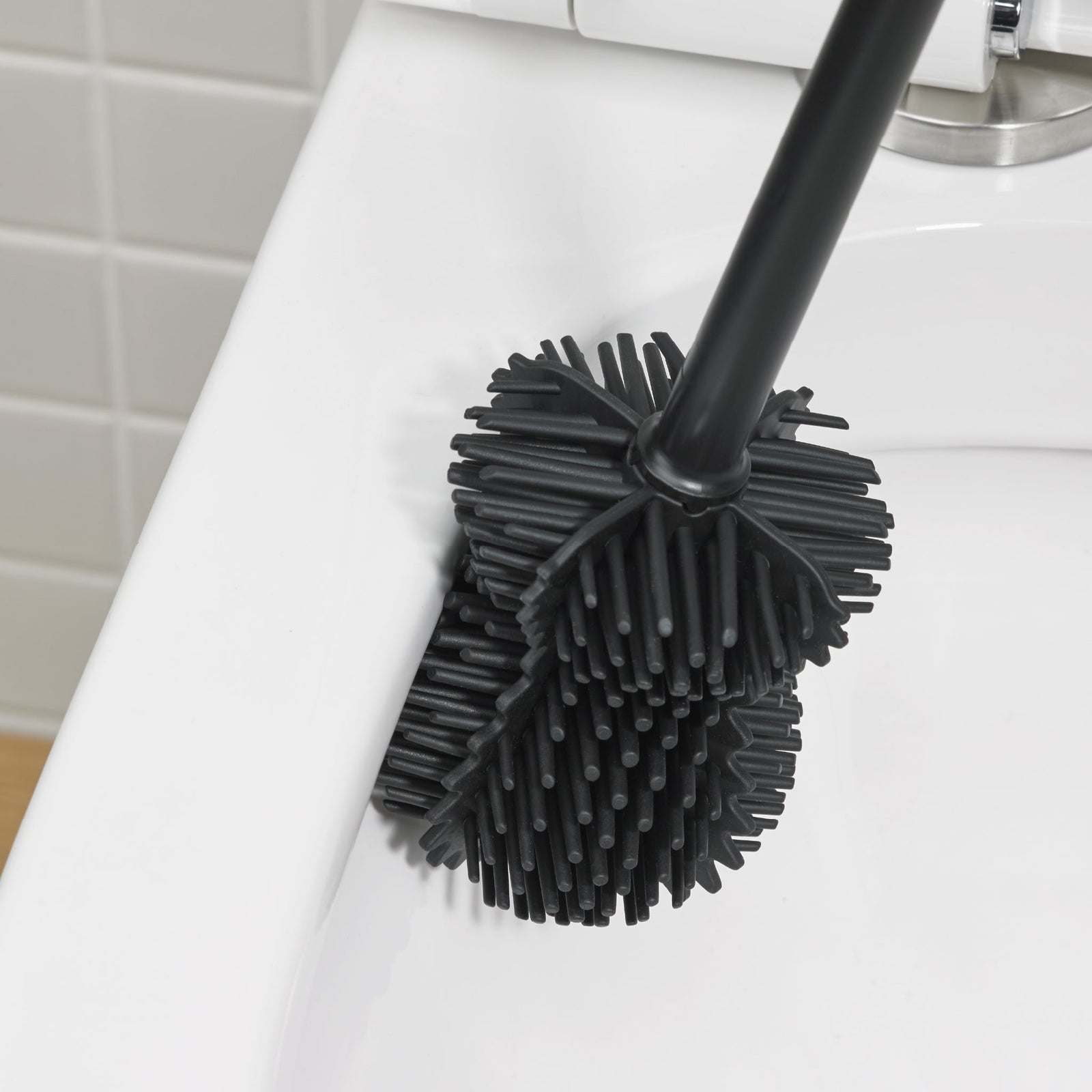 Recycled Toilet Brush - Replaceable head that is screwed in - Closed fit storage cover - Made in the UK | Stone