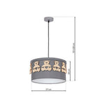 Mis Grey Pendant Lamp 1xe27 Beautifully Hand Made From Contemporary Grey Fabric With Natural Wooden Teddybears