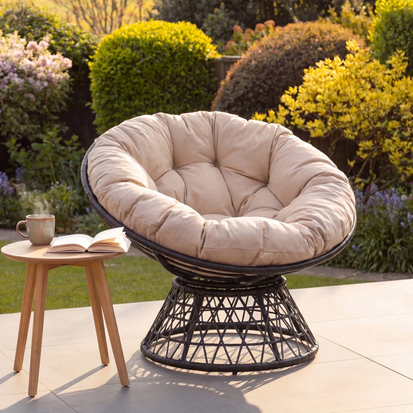 Liora Outdoor Or Indoor Swivel Papasan Chair | Grey