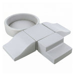 Soft Play Set 5pc Pu Leather Foam Blocks Baby Climbing Sliding Indoor Grey | Grey