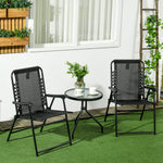 2 Pcs Patio Folding Chair Set, With Armrest, Breathable Mesh | Black