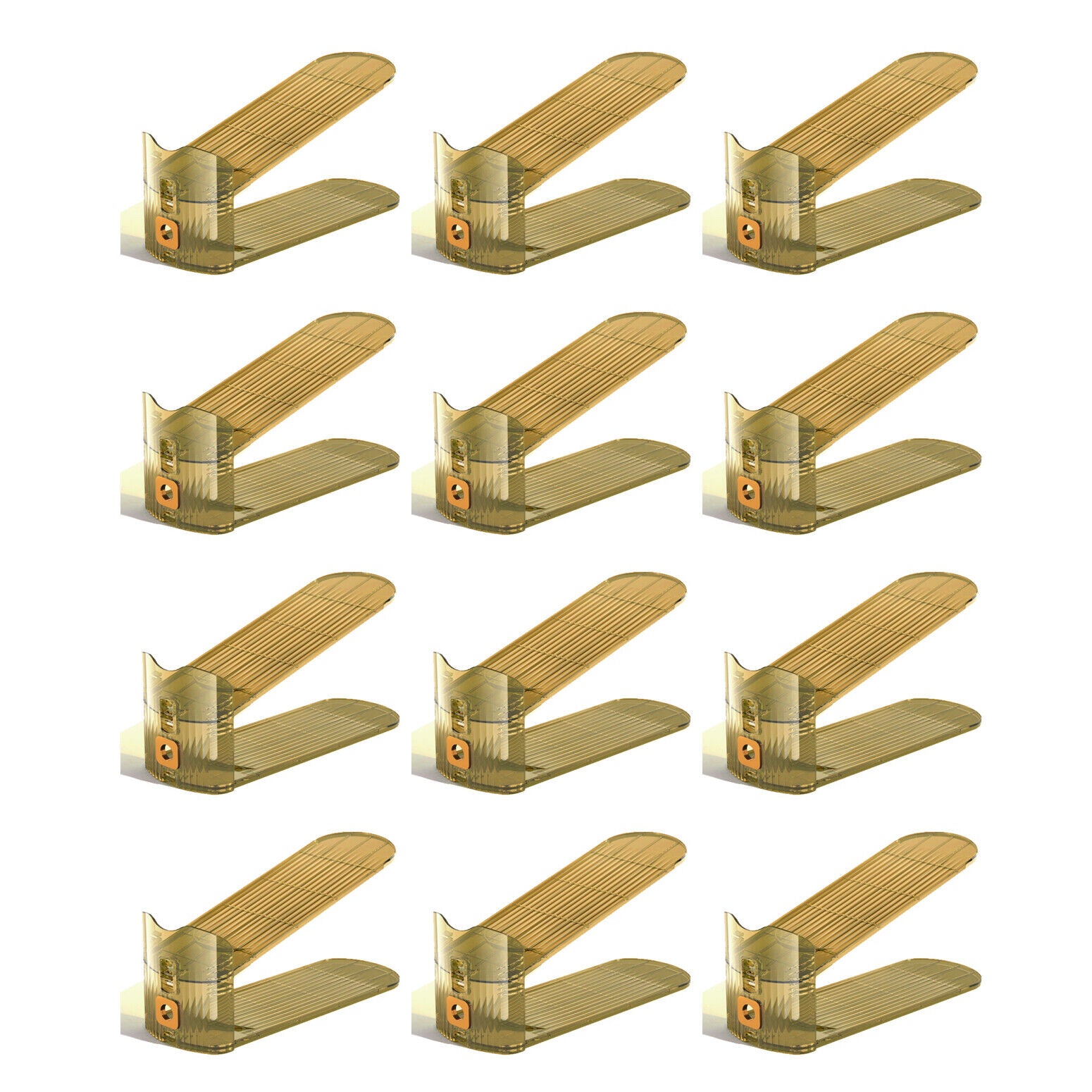 Acrylic Shoe Slot Organiser Adjustable Wardrobe Shoe Stacker Space Saver Rack | Gold