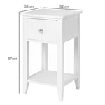 Levede Bedside Table Narrow Modern End Table Drawer & Shelf Bedroom White