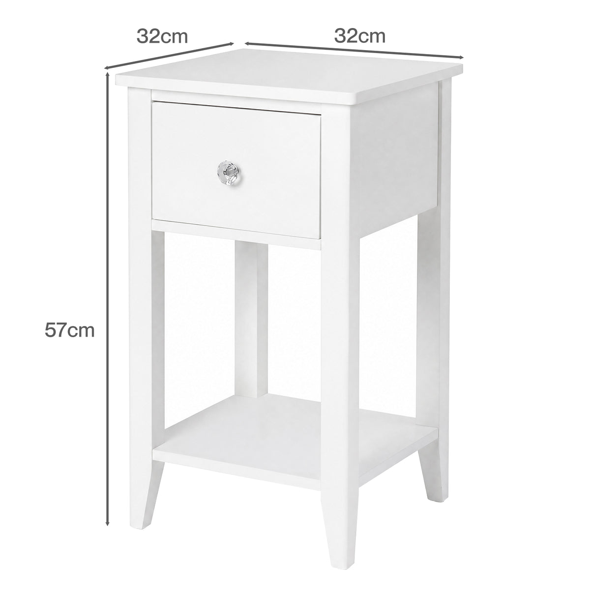 Levede Bedside Table Narrow Modern End Table Drawer & Shelf Bedroom White