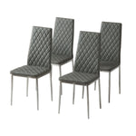 Pvc High Back Modern Dining Chairs | Set of 4 | Grey