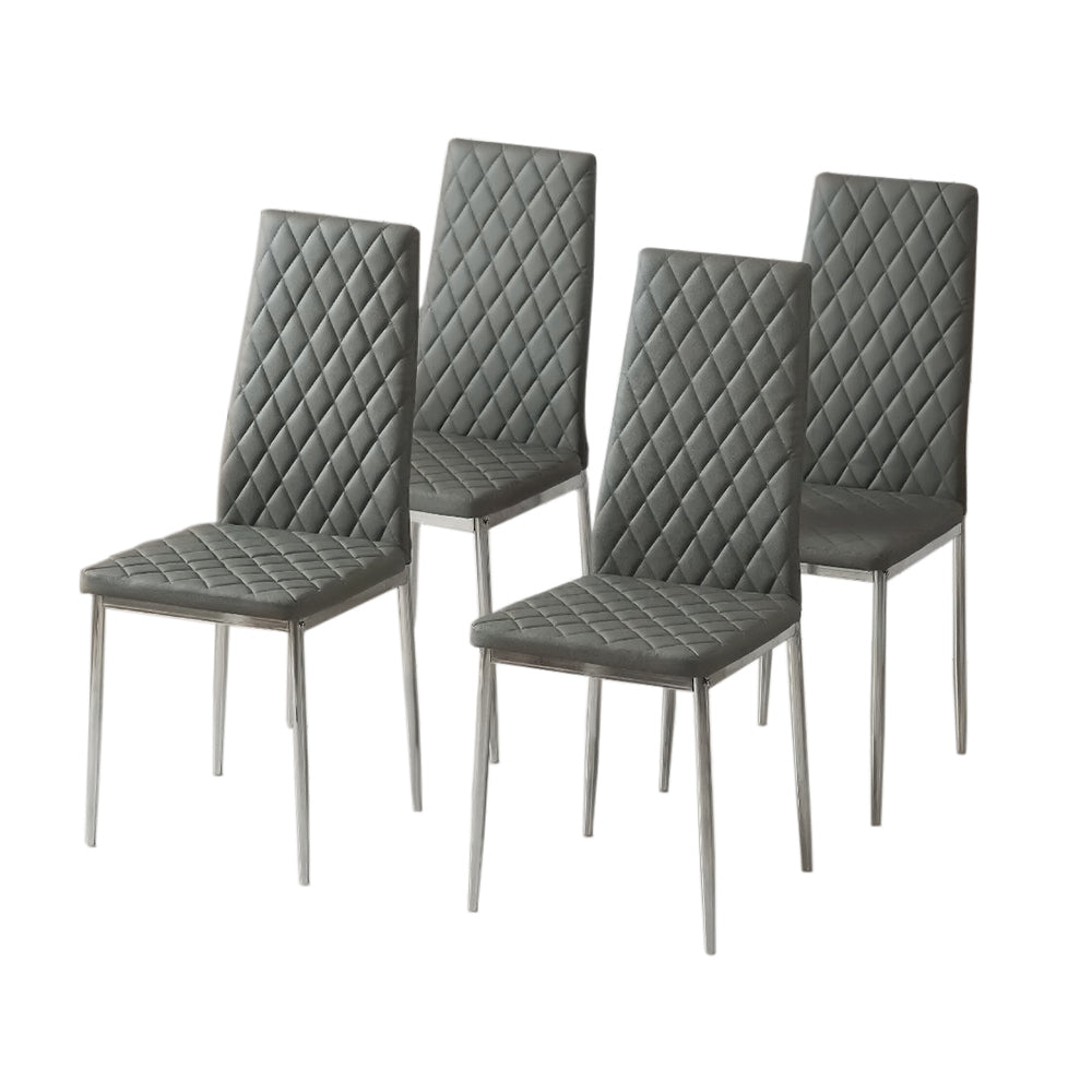 Pvc High Back Modern Dining Chairs | Set of 4 | Grey