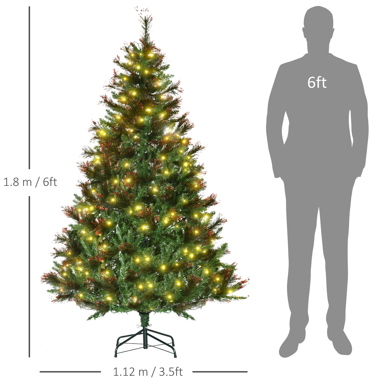 6ft Pre-lit Christmas Tree Artificial Spruce Tree Holiday Décor Stand | 6ft | Green