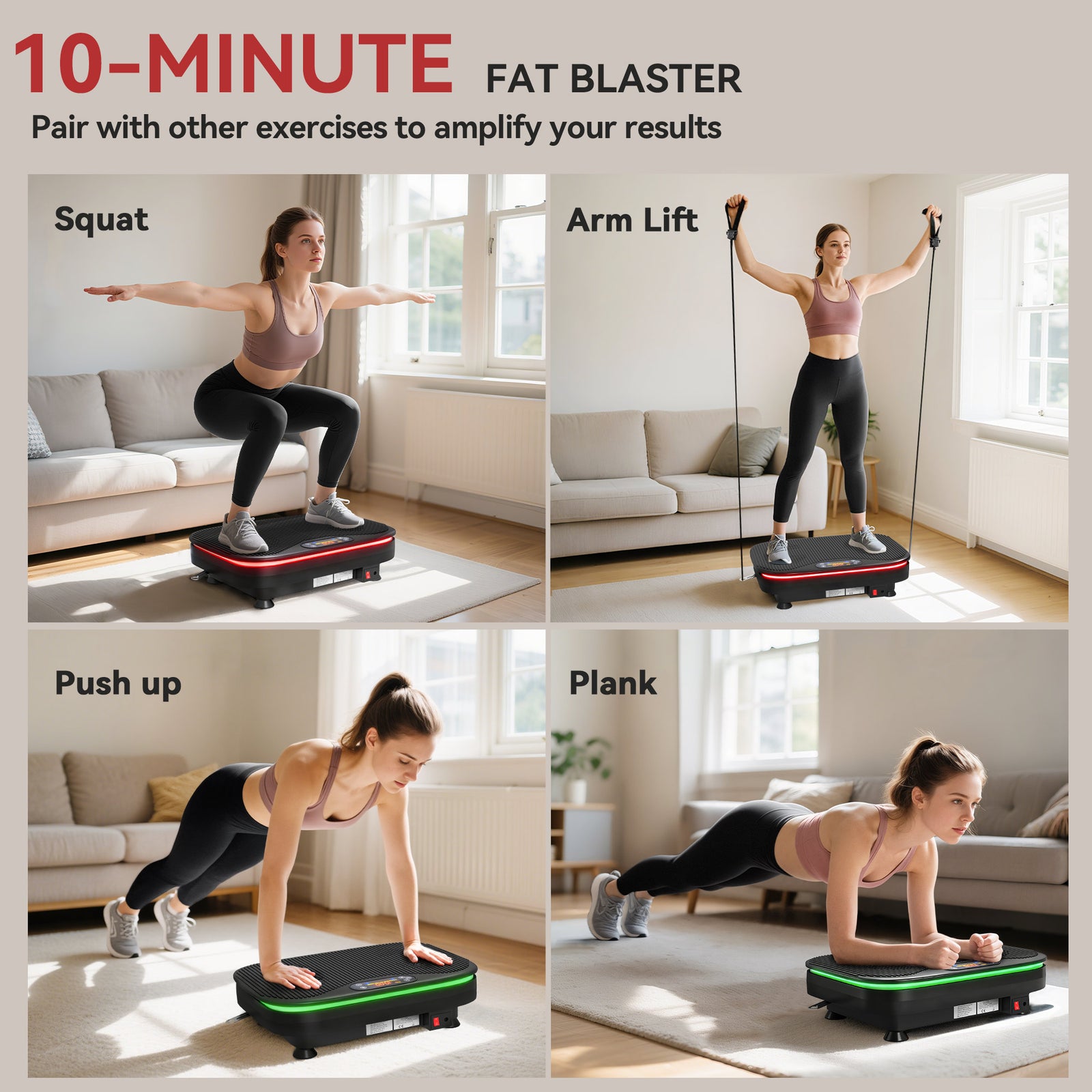 SPORTNOW Vibration Plate Exercise Machine With Cool Lights