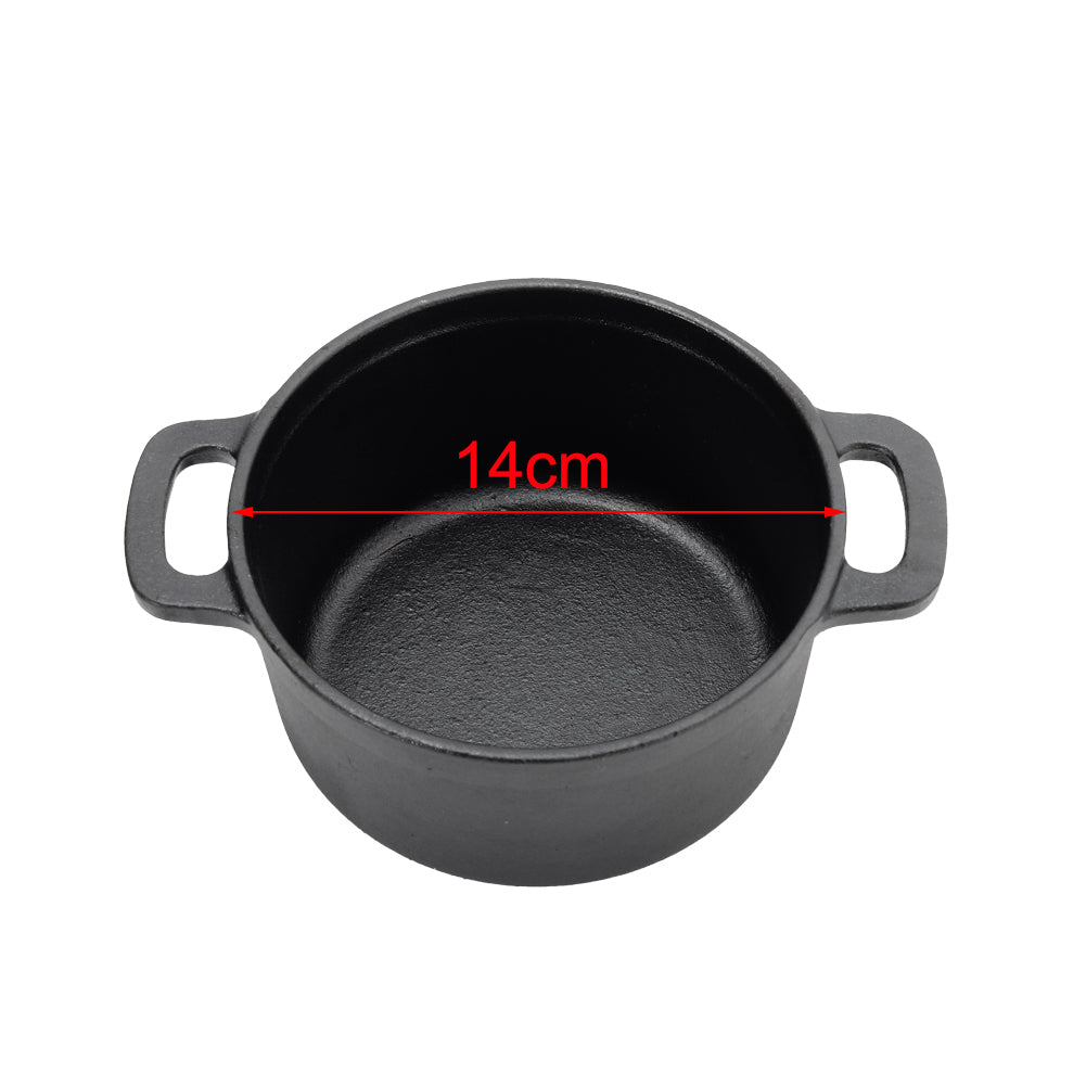 14cm/20cm Dia Mini Cast Iron Dutch Oven With Lid | Small | Black