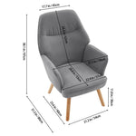 Upholstered Armchair With Solid Wood Legs, Soft Cushioned Seat | Grey