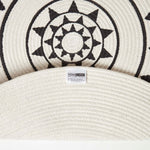 Lia White & Black Mandala Handoven Cotton Rug Round | 90cm | Black & White