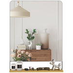 Decorative Mirror With Wood Shelf, Industrial Wall Mirror | L | Black