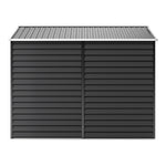 8.08 ft x 8.53 ft Durable Charcoal Steel Garden Tool Shed with Windows, Ventilation, and Shelving – Spacious, Secure Storage for Outdoor Equipment