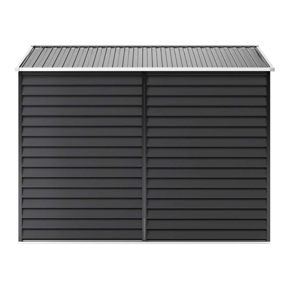 8.08 ft x 8.53 ft Durable Charcoal Steel Garden Tool Shed with Windows, Ventilation, and Shelving – Spacious, Secure Storage for Outdoor Equipment