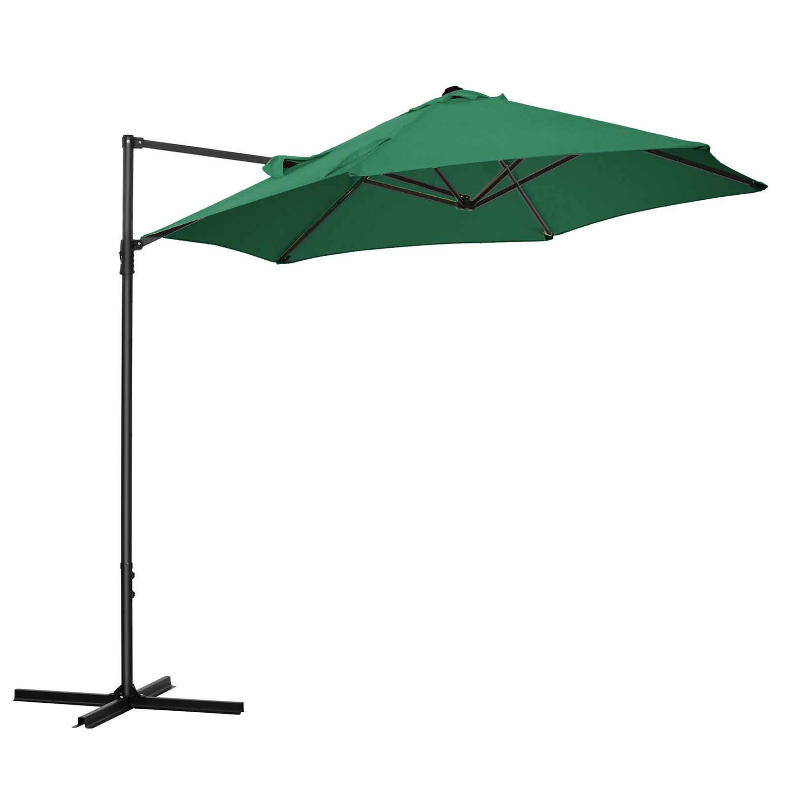 2.5m Cantilever Parasol W/ 360° Rotation, Cross Base | Green
