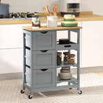 HOMCOM Rolling Kitchen Island Cart, Bar Serving Cart On Wheels Grey