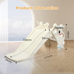 4-in-1 Kids Slide Set Basketball Hoop Ring Toss Foldable Indoor Playground | Beige