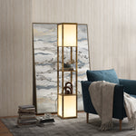 Shelf Floor Lamp With Dual Light For Living Room, Bedroom | One Size | Brown