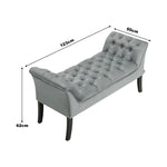 Grey Armed Velvet Buttoned Bed Bench
