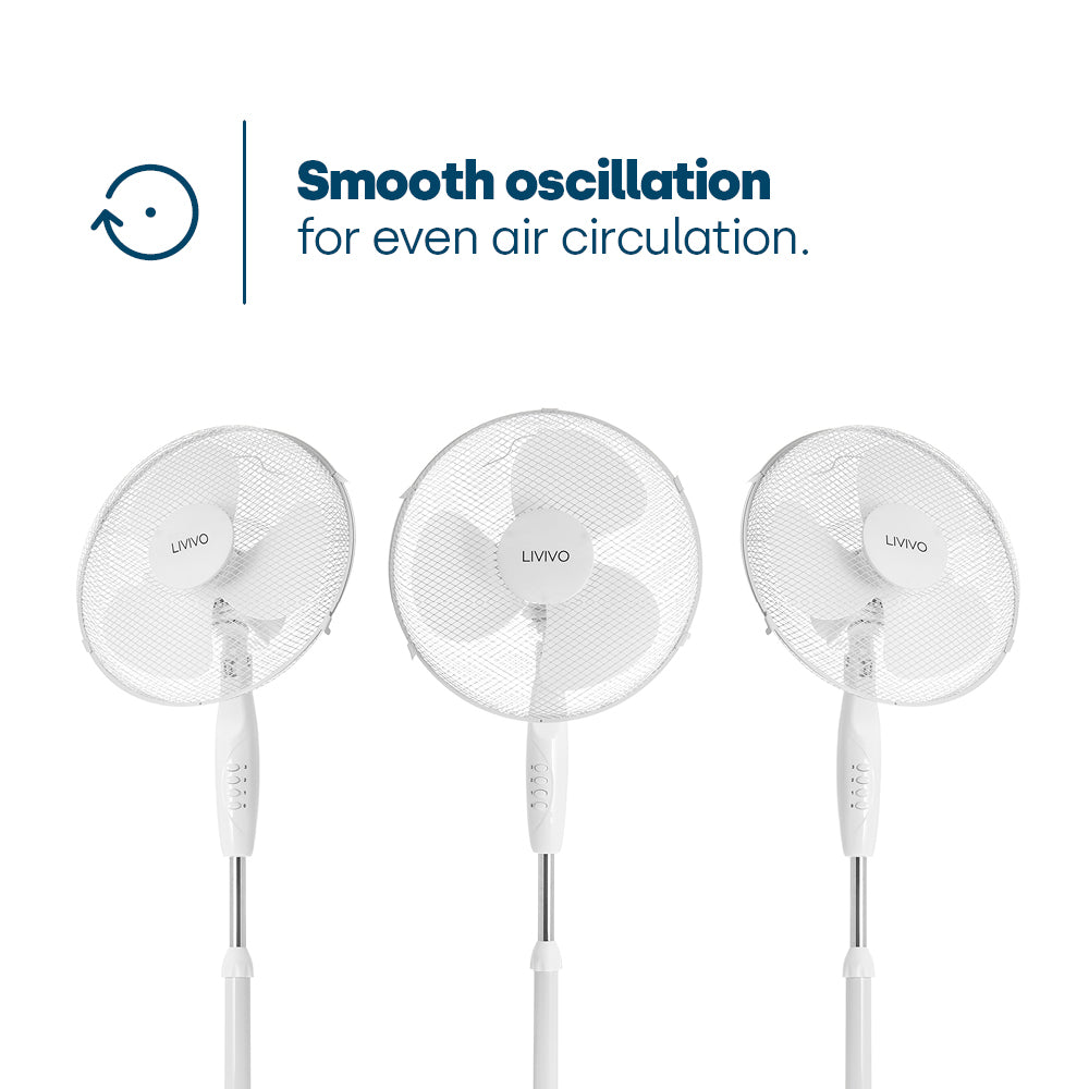 16 Inch Pedestal Fan White Oscillating