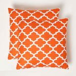 Orange Geometric Outdoor Cushion 45 X 45 Cm, Set Of 2 | 45cm x 45cm | Orange