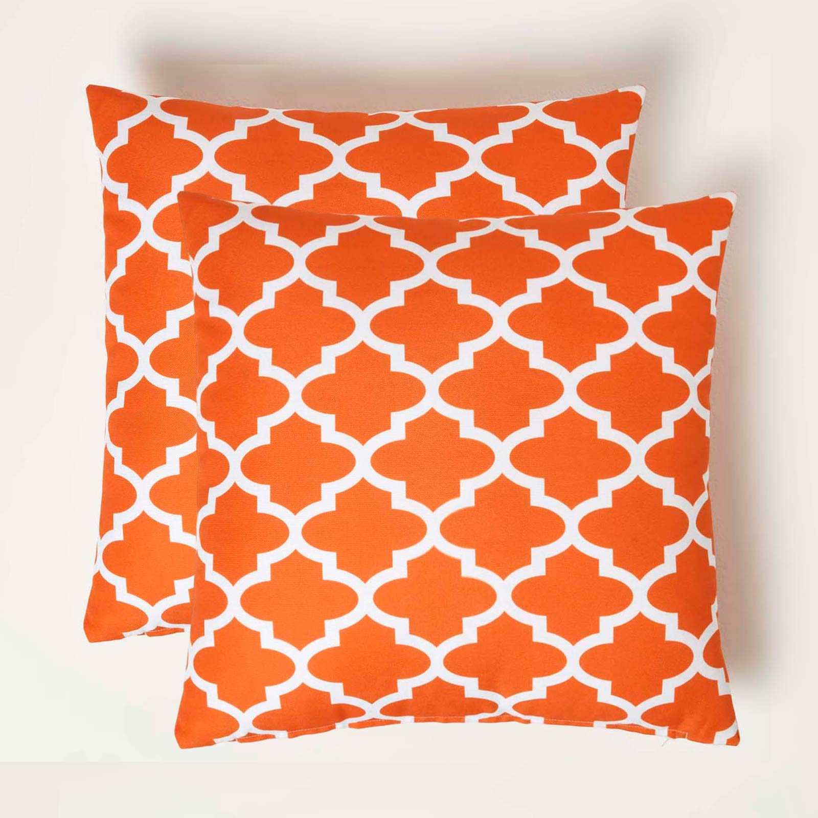 Orange Geometric Outdoor Cushion 45 X 45 Cm, Set Of 2 | 45cm x 45cm | Orange