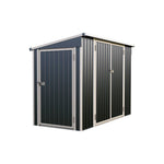 8x4 Ft Outdoor Metal Storage Shed with Pent Roof, 3 Lockable Doors & Adjustable Shelves, Weather-Resistant Garden Tool Storage House