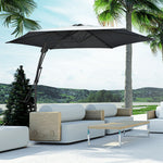 3m Cantilever Parasol W/ Crank Handle, Cross Base | Dark Gray