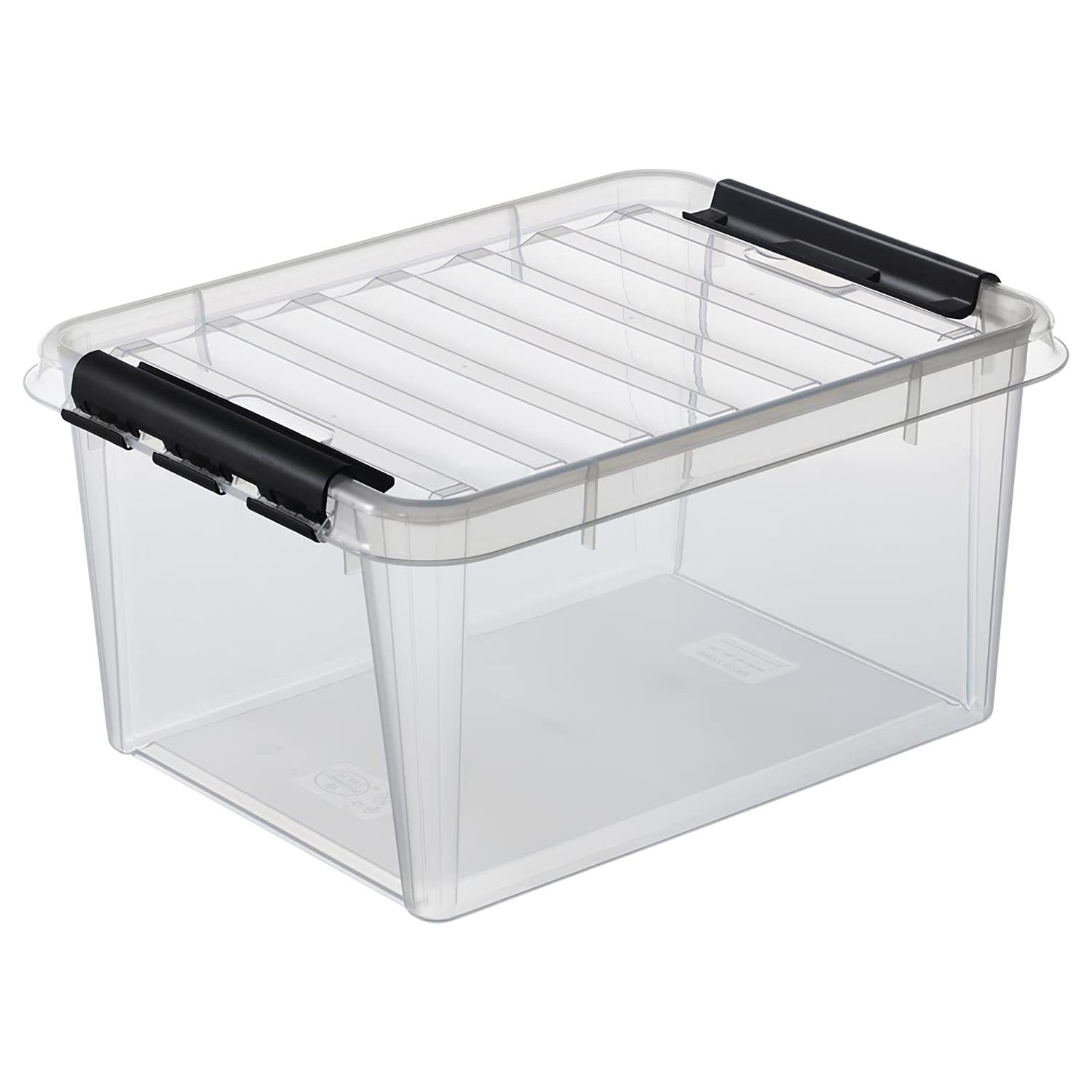 15 Classic Transparent Plastic Storage Box With Lid, 14 Litre