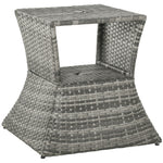 Rattan Side Table Outdoor Tea Coffee Table W/ Umbrella Hole