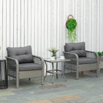 3pc Patio Rattan Wicker Bistro Set Conversation Furniture | Gray