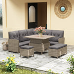 6 Pcs Patio Pe Rattan Garden Furniture Conversation Sofa