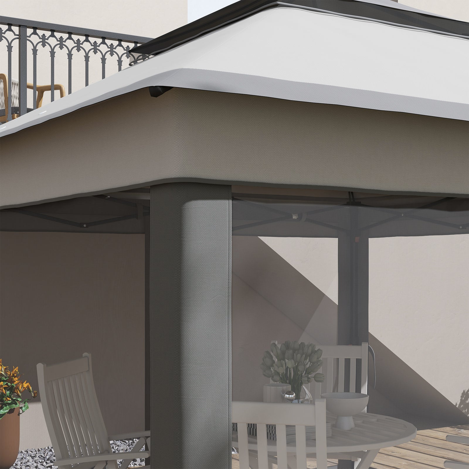 3 X 3(m) Pop Up Gazebo Tent With Netting, Height Adjustable | Gray