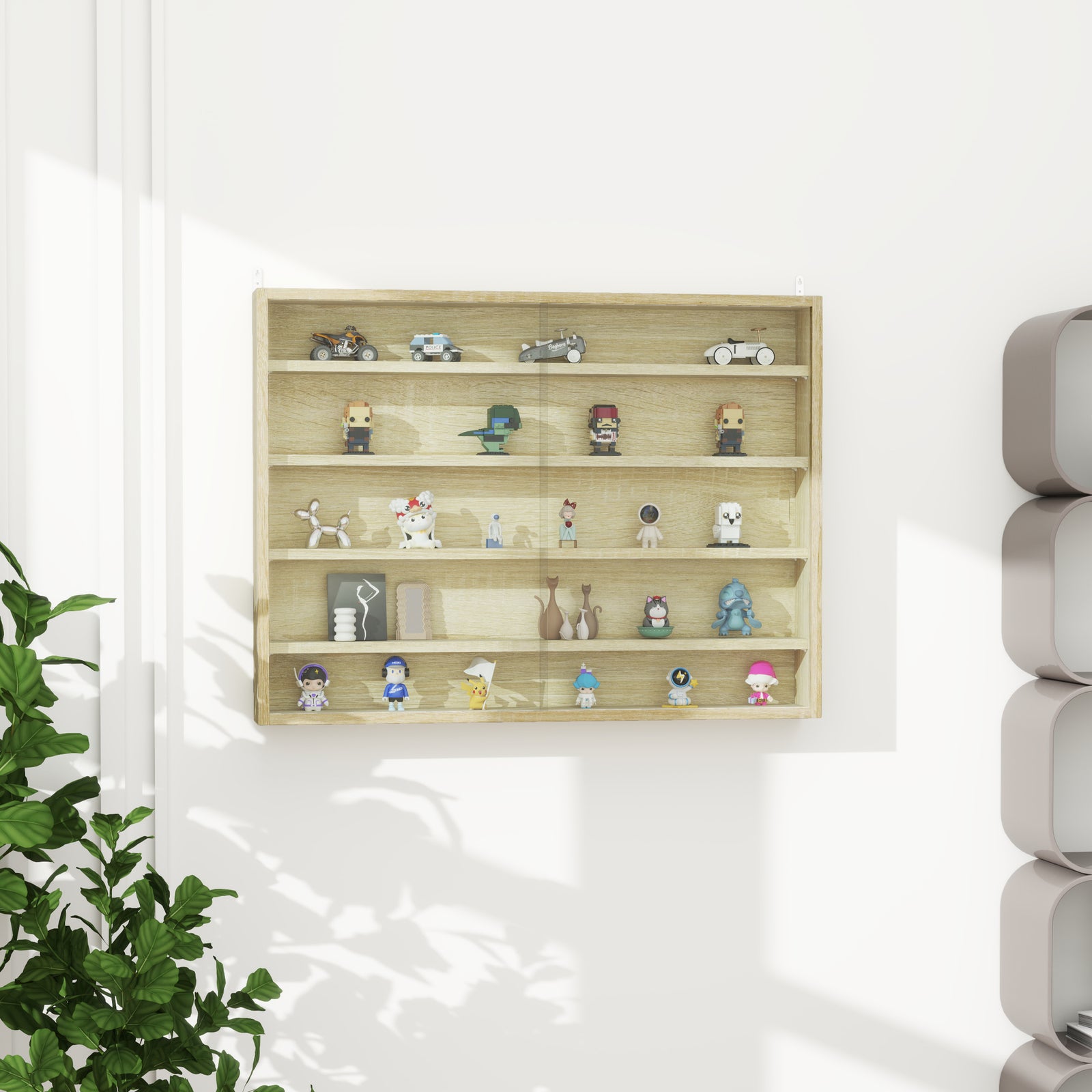 5-tier Wall Display Shelf Unit Cabinet W/ Shelves | Yellow
