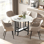 Folding Dining Table, Drop Leaf Table With Open Shelf, White Marble | L | White