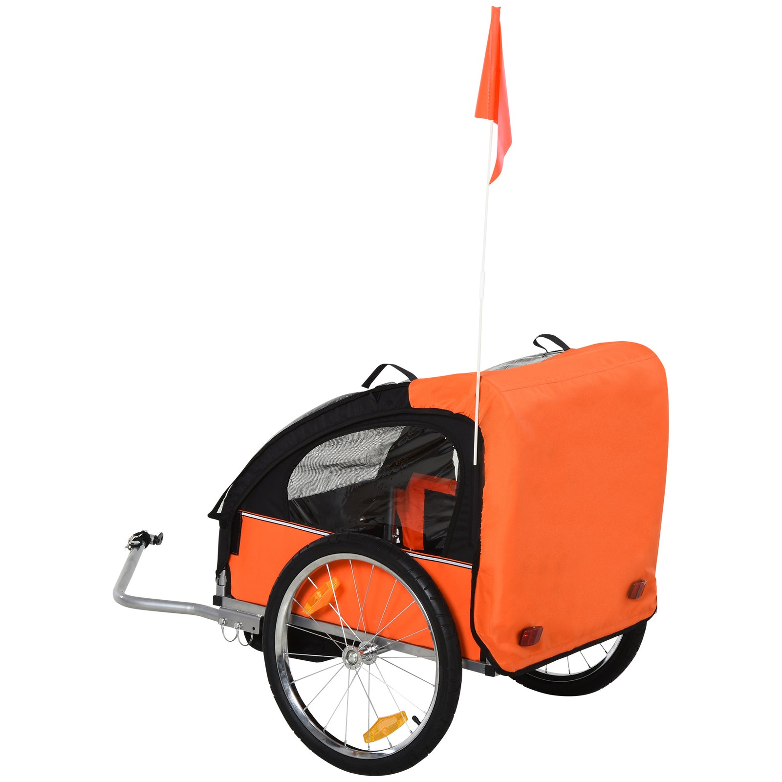 18m+ 2-seat Child Bike Trailer For Kid W/ Steel Frame Seat Belt | Yellow