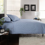 Gingham Cotton Duvet Cover Set – Soft, Breathable Fabric With Double-piped Edging | Double | Blue