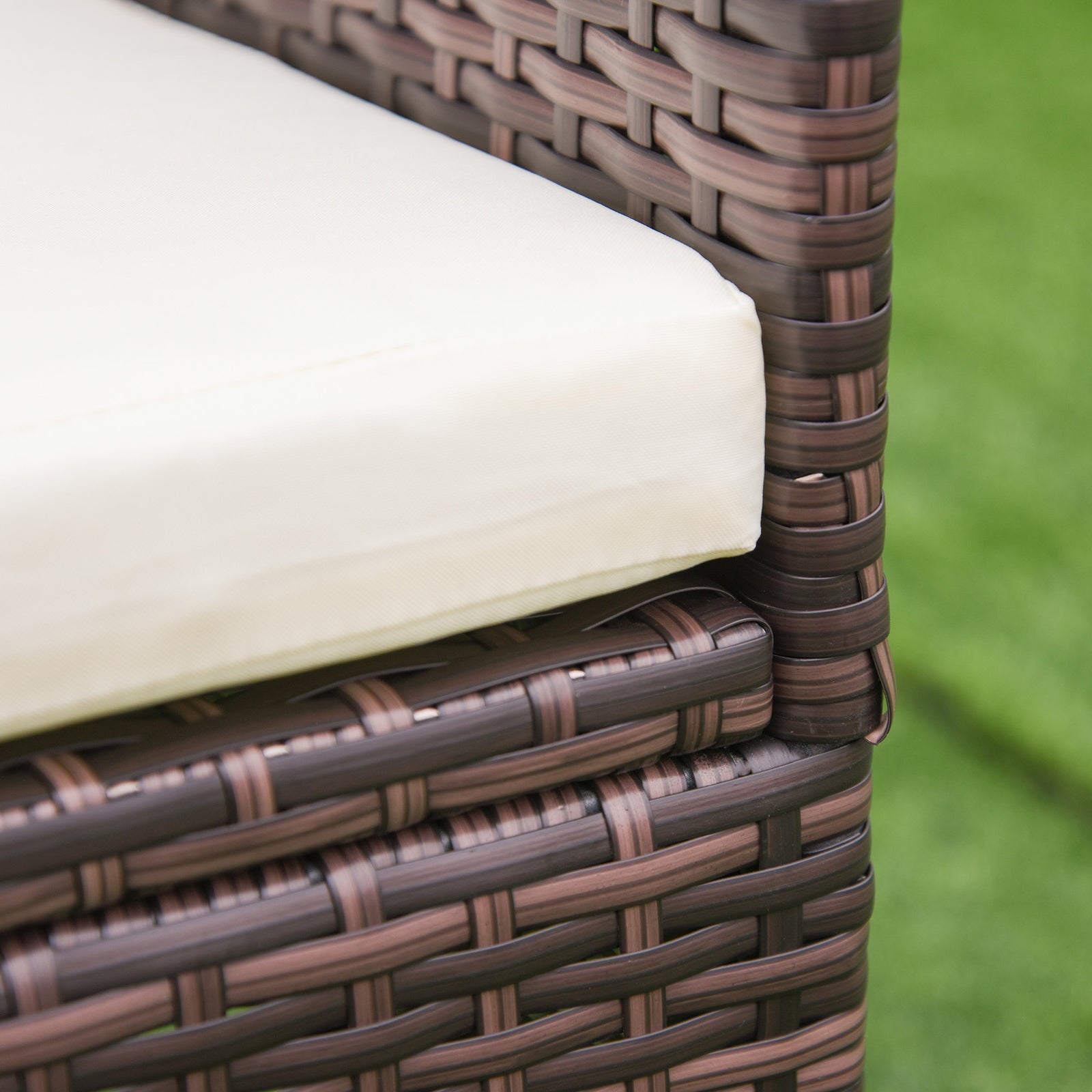Outdoor Rattan Armchair Wicker Dining Chair Set For Garden | Set of 4 | Brown