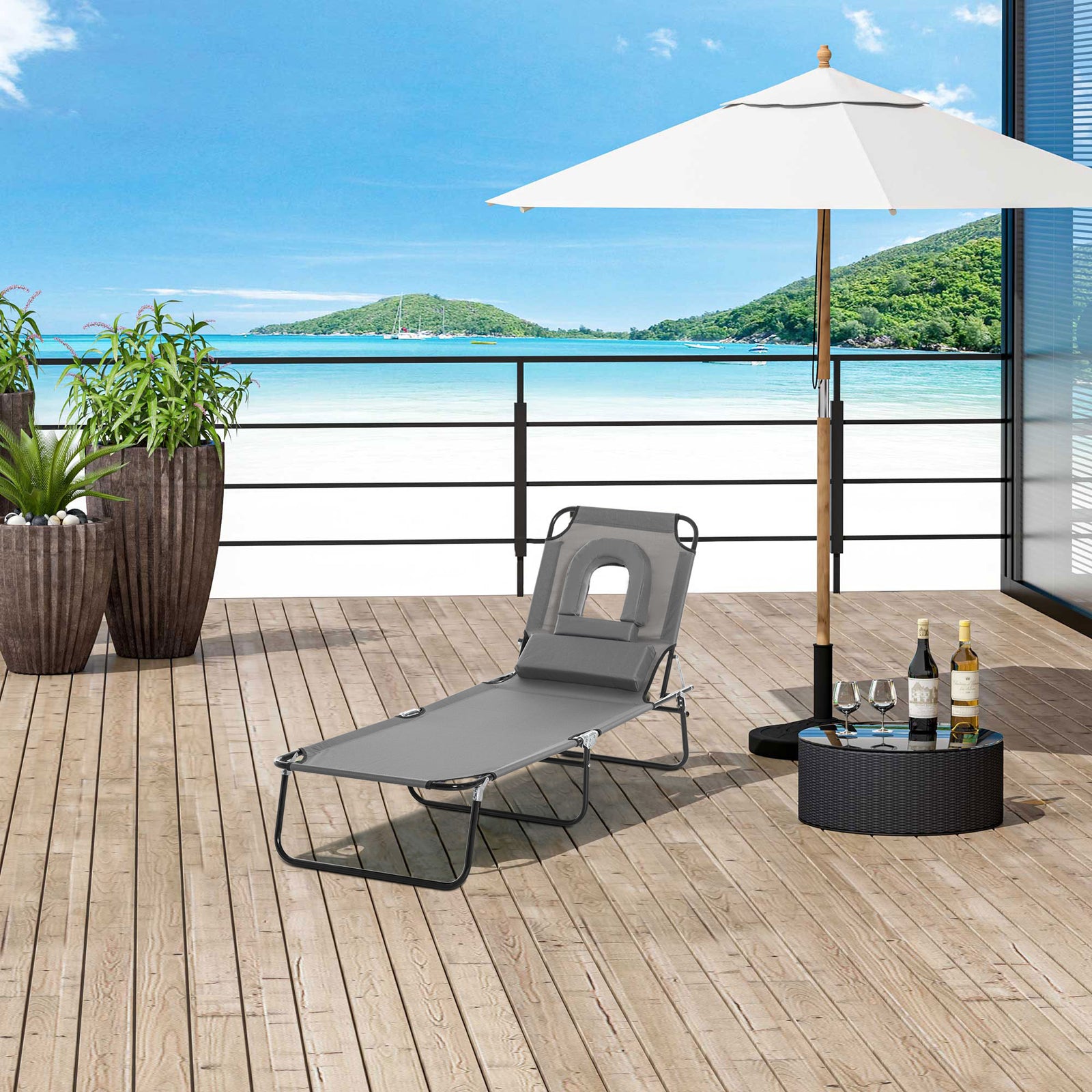 Garden Sun Lounger Folding Recliner Chair | Set of 1