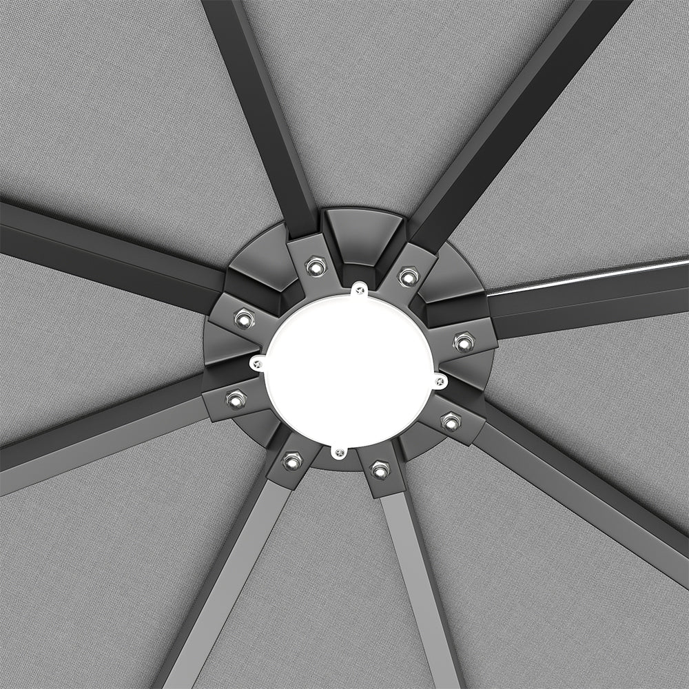 3m X 3m Outdoor Metal Gazebo With Pa-coated Canopy, Solar Led Lights & Remote
