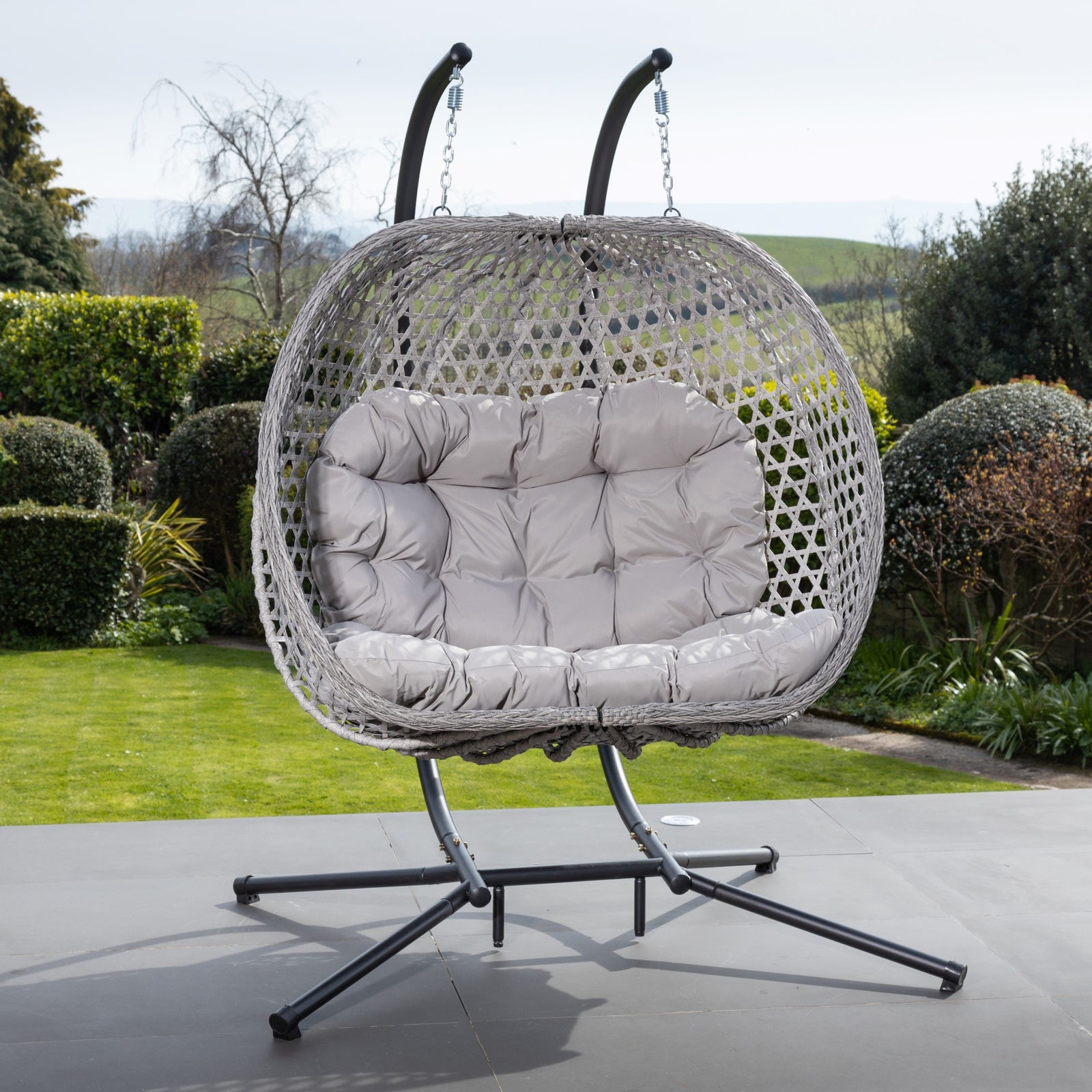Beauchamp Swinging Double Garden Seat | One Size | Light Grey